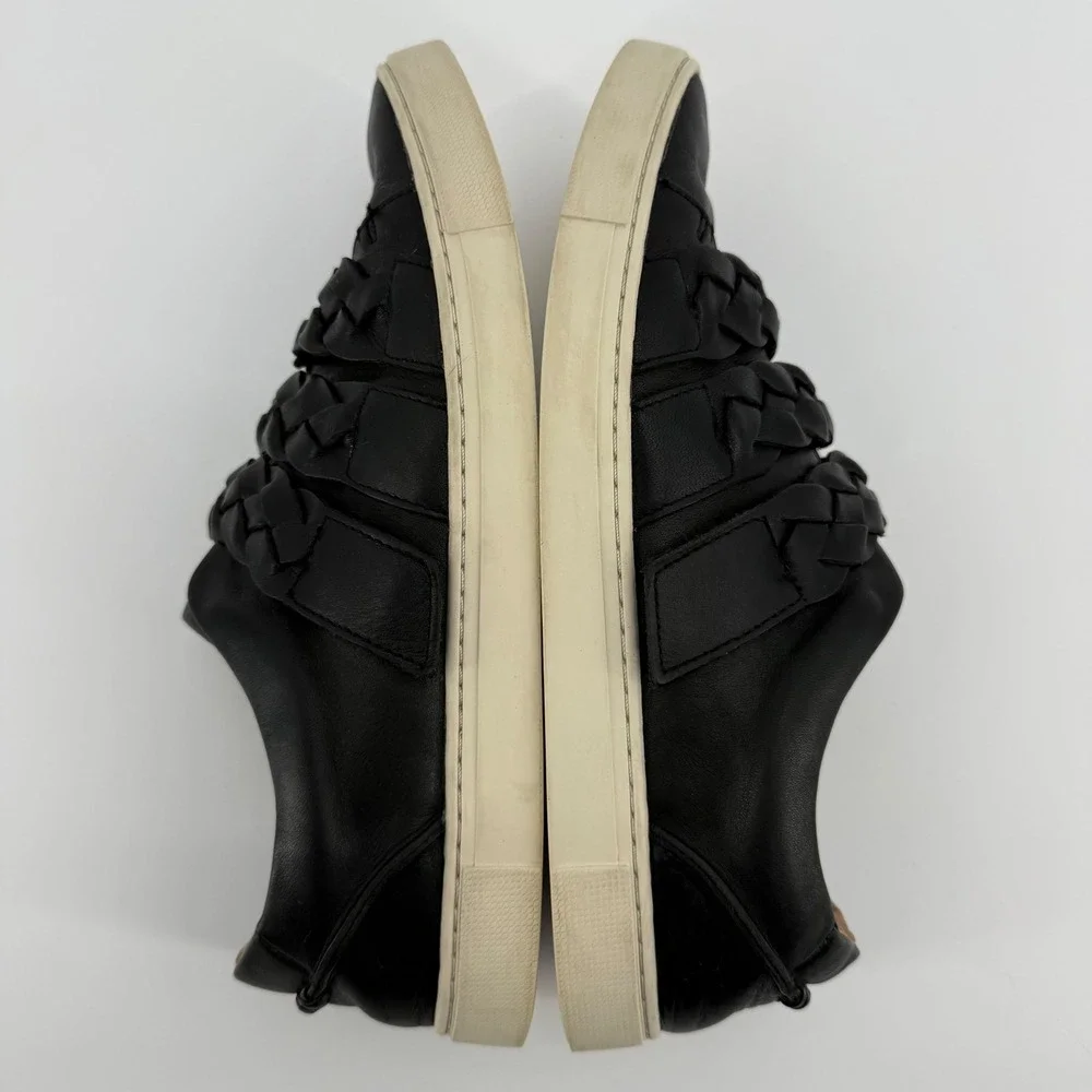 Frye Ivy Braid Strap Sneakers Black Leather Low Top Shoes Size 10 M 3471555-BLK